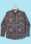 Black Multicolored Floral Polyester Regular Fit Shirt