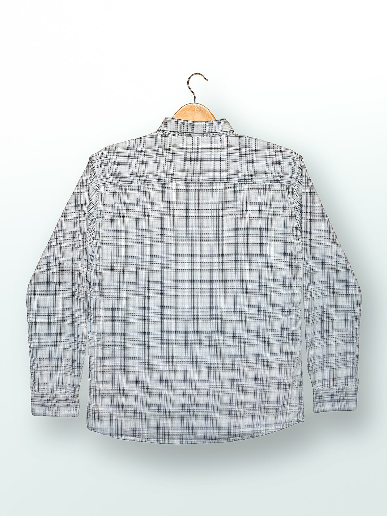 Gray Plaid Cotton Slub Regular Fit Shirt