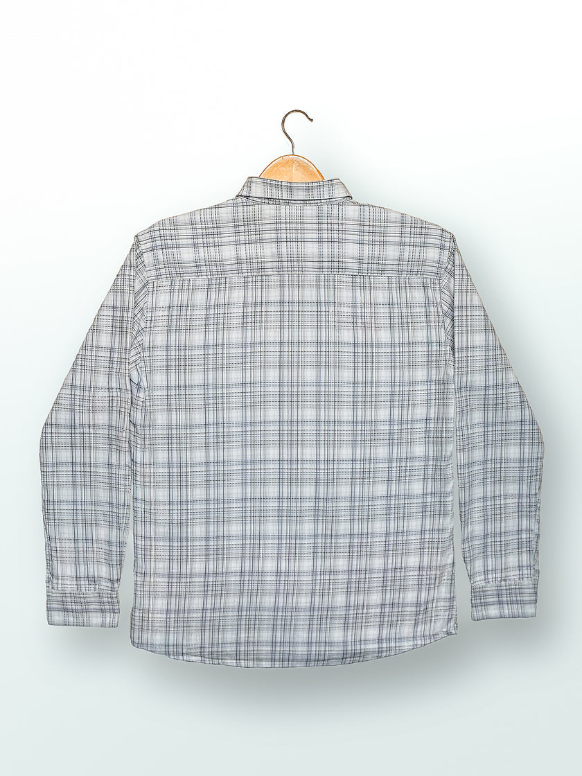 Gray Plaid Cotton Slub Regular Fit Shirt