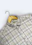 Yellow Blue Checkered Linen Cotton Blend Classic Collar Shirt