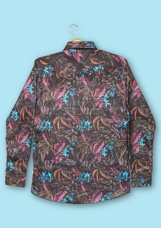 Black Multicolored Floral Polyester Regular Fit Shirt