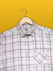 White and Pink Check Cotton Slub Regular Fit Shirt