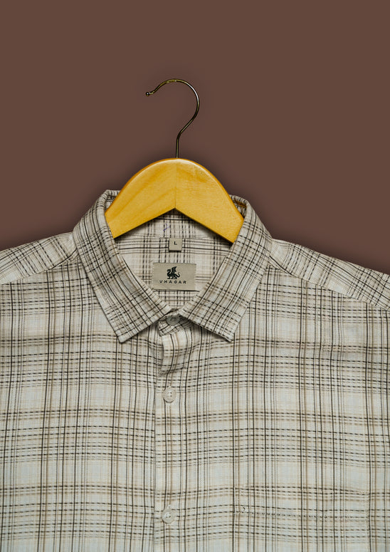 Brown Check Cotton Slub Classic Fit Shirt