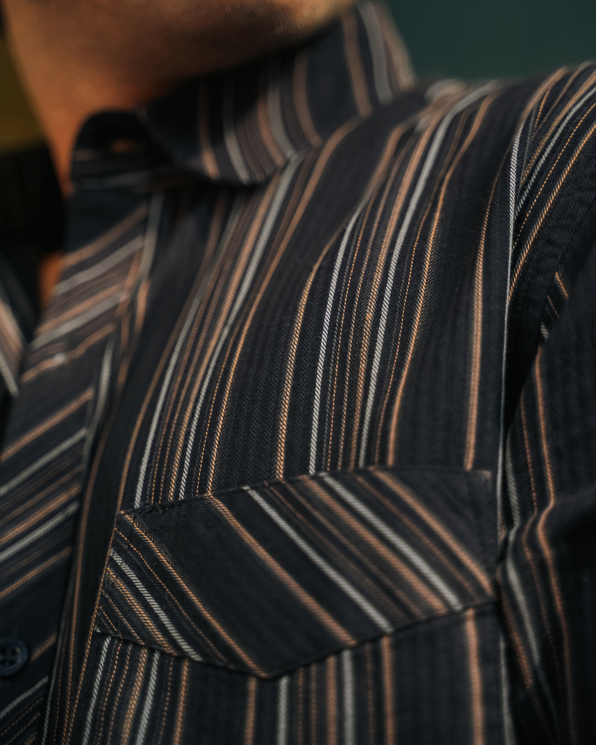 The Charcoal & Cream Stripe Shirt - Pure Cotton · Regular Fit
