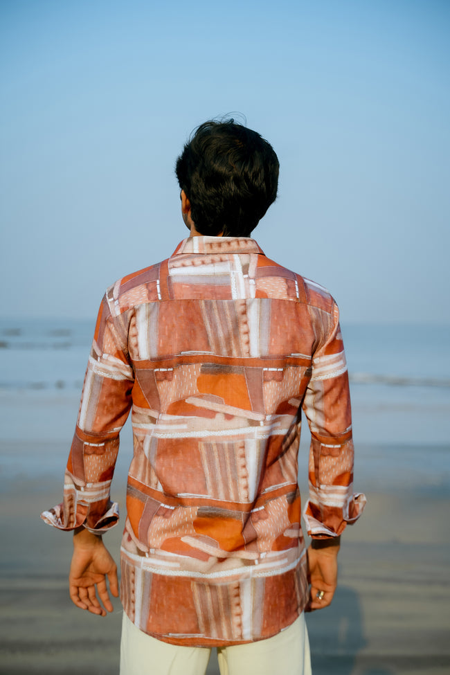 Earthy Abstract Polyester Regular Fit Shirt