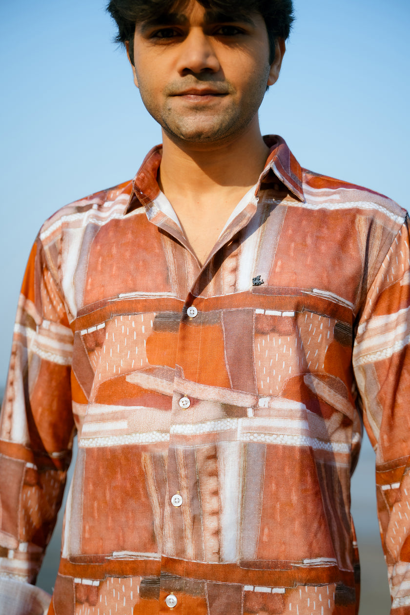 Earthy Abstract Polyester Regular Fit Shirt