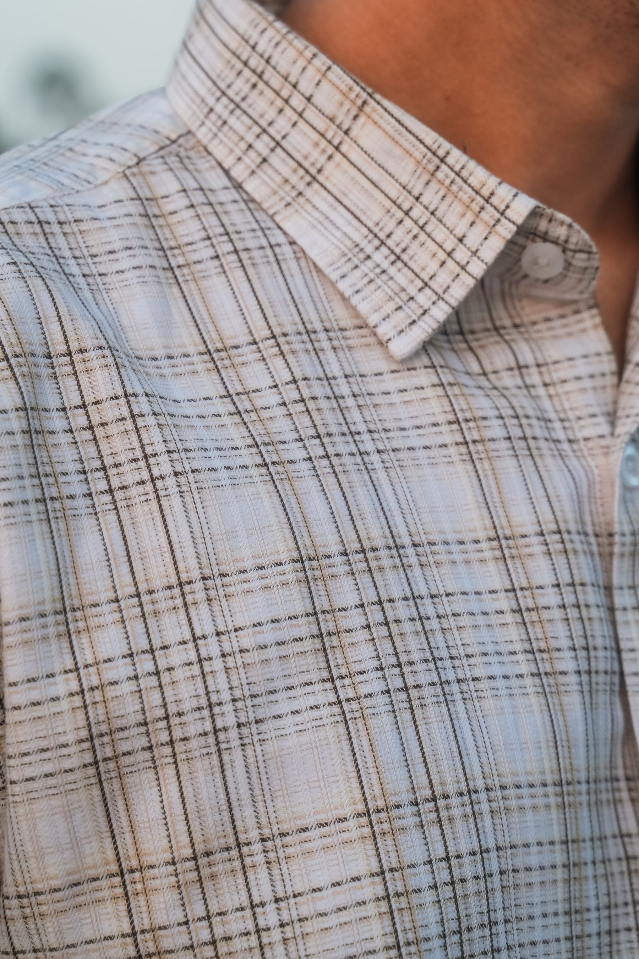 Brown Check Cotton Slub Classic Fit Shirt