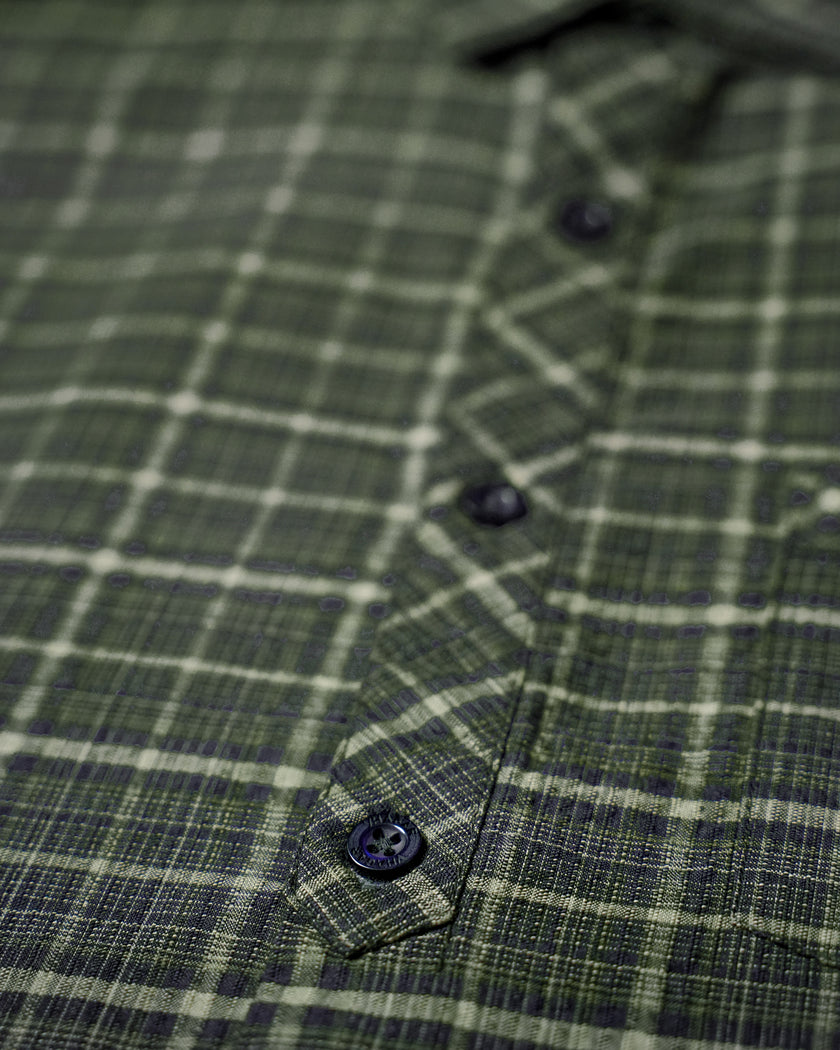 Olive Green Plaid Linen Cotton Regular Fit Shirt