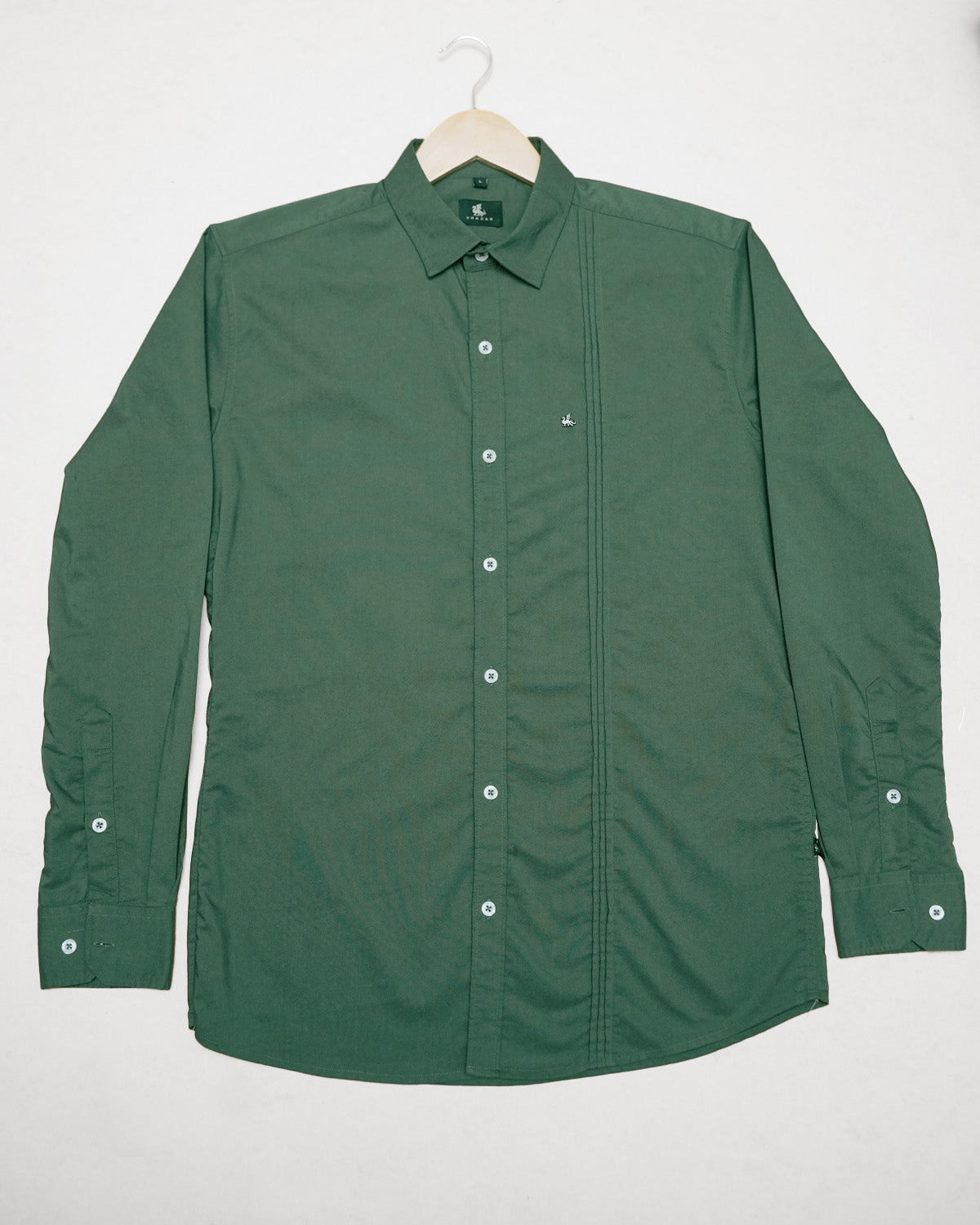 Forest Green Solid Polyester Blend Regular Fit Shirt