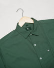 Forest Green Solid Polyester Blend Regular Fit Shirt