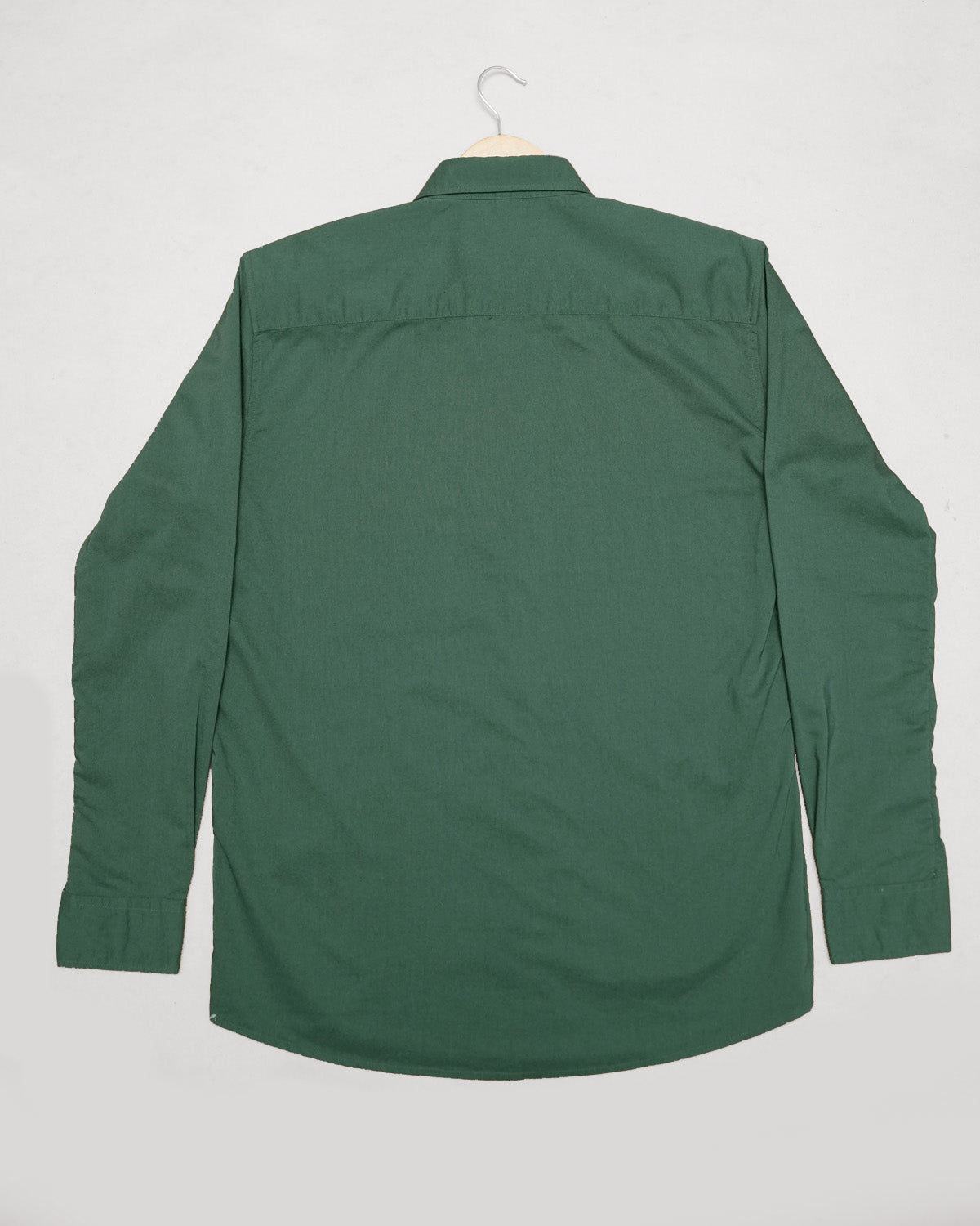 Forest Green Solid Polyester Blend Regular Fit Shirt