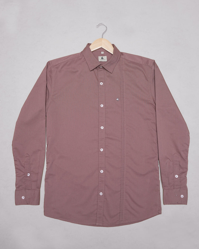 Mauve Solid Twill Polyester Blend Regular Fit Shirt