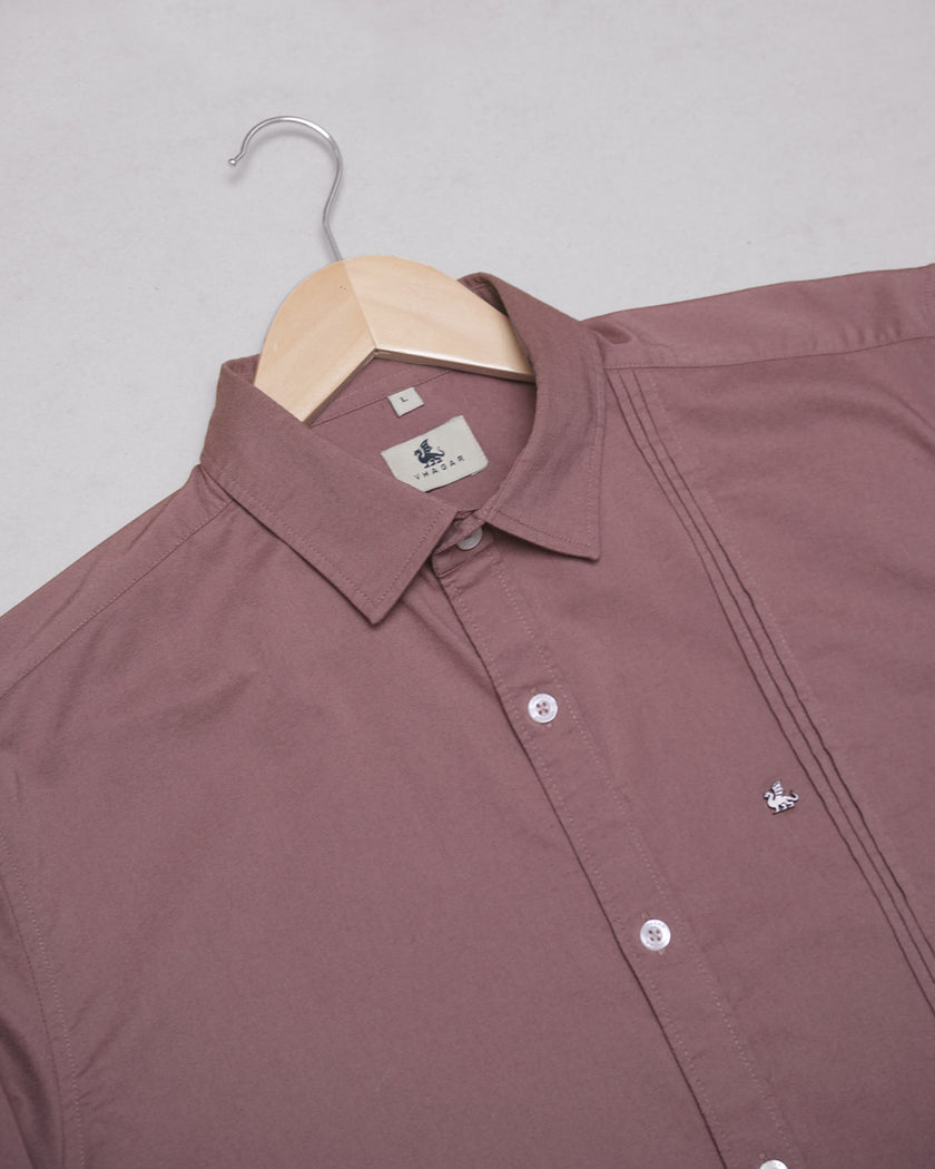 Mauve Solid Twill Polyester Blend Regular Fit Shirt