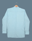 Light Blue Solid Linen Blend Mandarin Collar Shirt