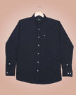 Navy Solid Polyester-Lycra Blend Regular Fit Shirt