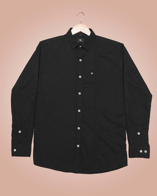 Black Solid Polyester-Lycra Blend Classic Fit Shirt
