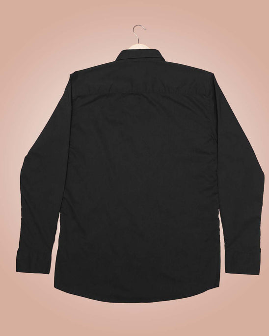 Black Solid Polyester-Lycra Blend Classic Fit Shirt
