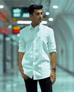 White Solid Polyester Blend Regular Fit Shirt