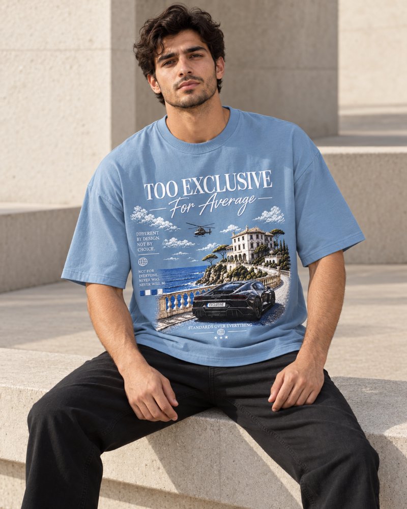 The Sky Blue Graphic Tee - Pure Cotton · Boxy Fit