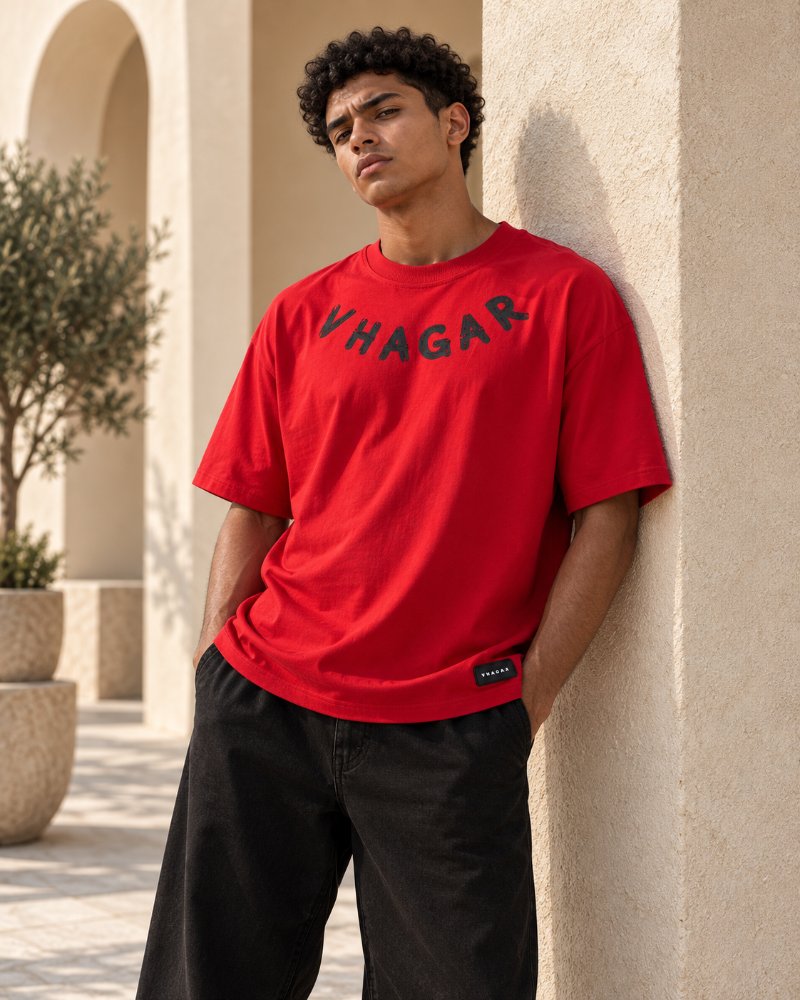 The Dark Red Logo Tee - Pure Cotton · Boxy Fit