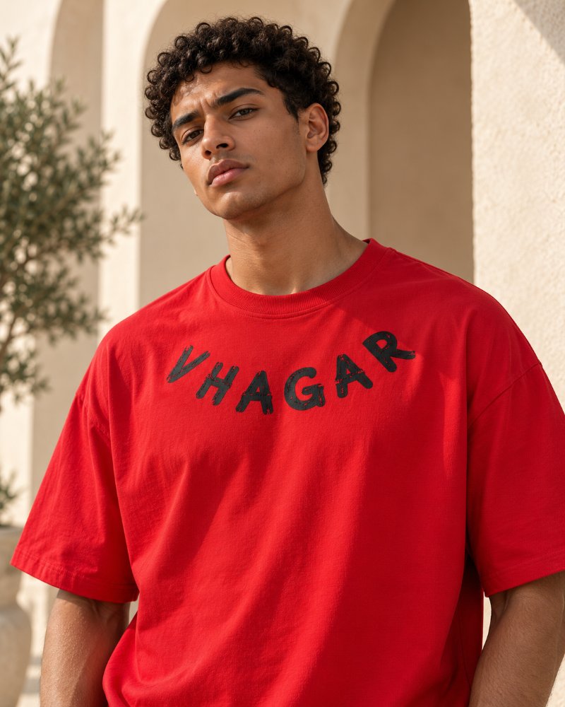 The Dark Red Logo Tee - Pure Cotton · Boxy Fit