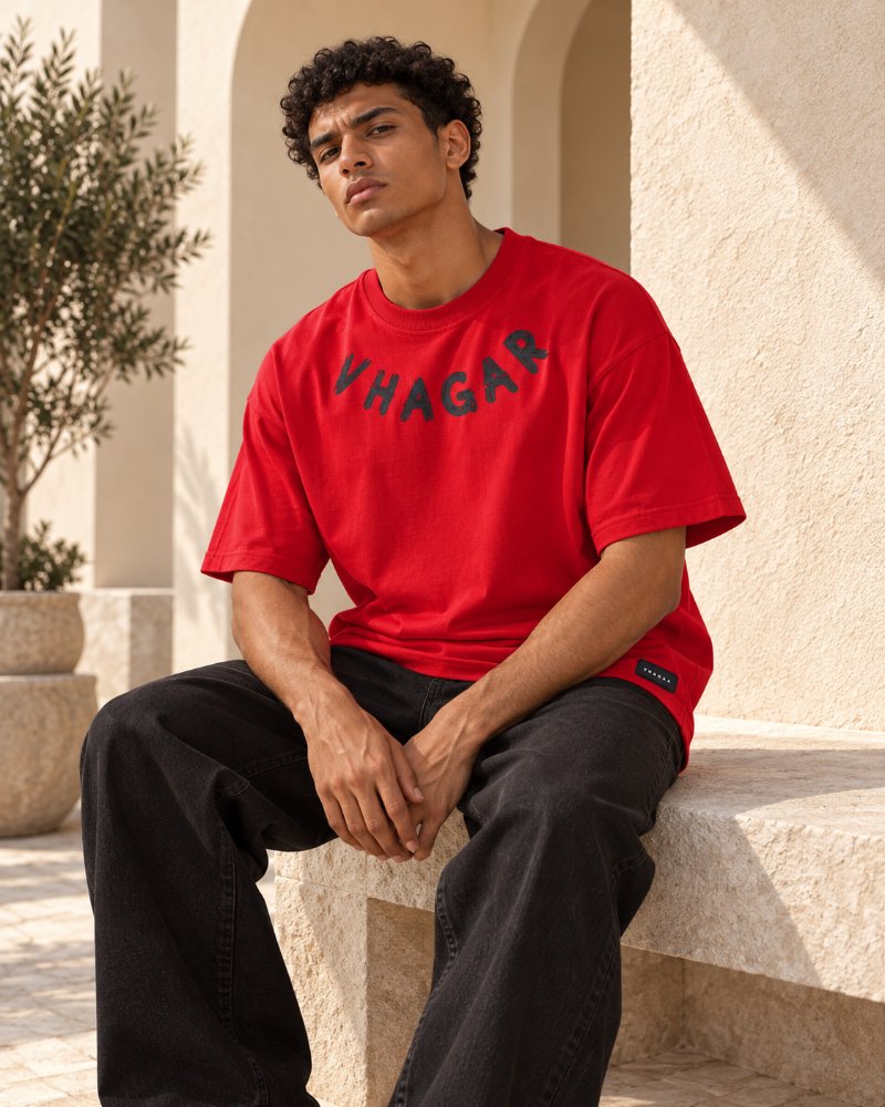 The Dark Red Logo Tee - Pure Cotton · Boxy Fit