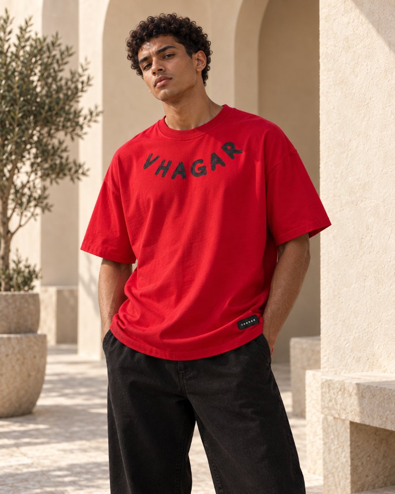 The Dark Red Logo Tee - Pure Cotton · Boxy Fit