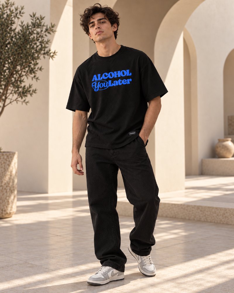 The Stone Grey Slogan Tee - Pure Cotton · Boxy Fit