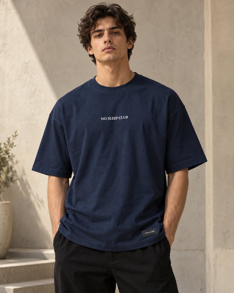 The Navy Blue Graphic Tee No. 3 - Pure Cotton · Boxy Fit