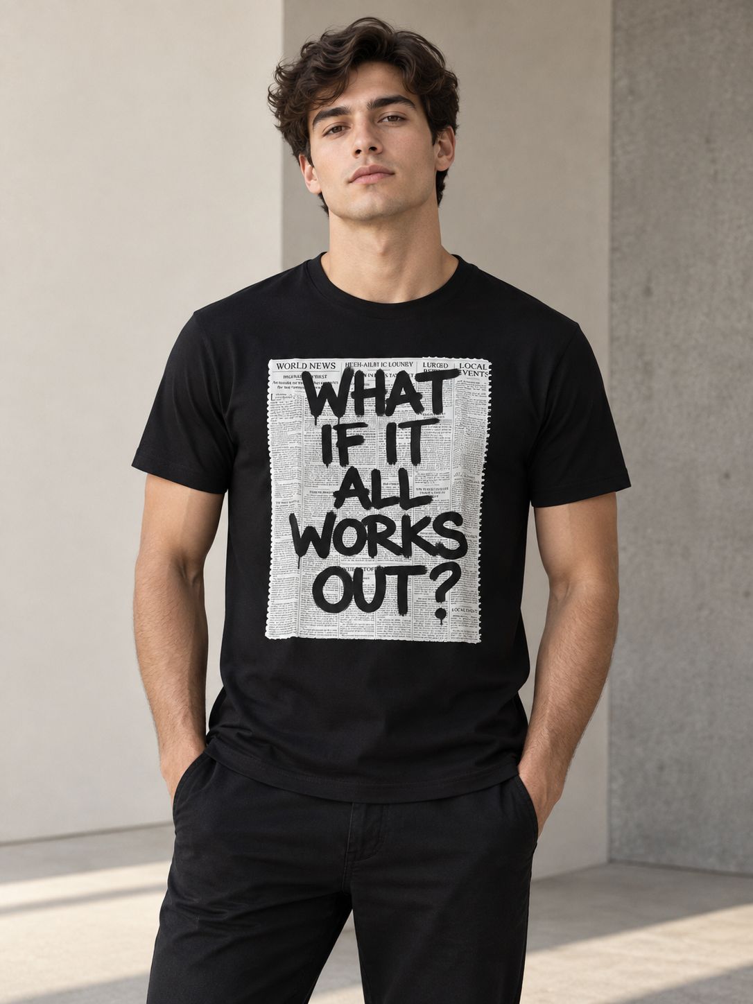 The Black Graphic Tee Pure Cotton · Regular Fit
