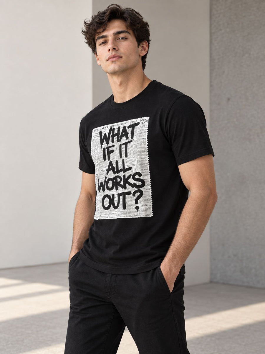The Black Graphic Tee Pure Cotton · Regular Fit