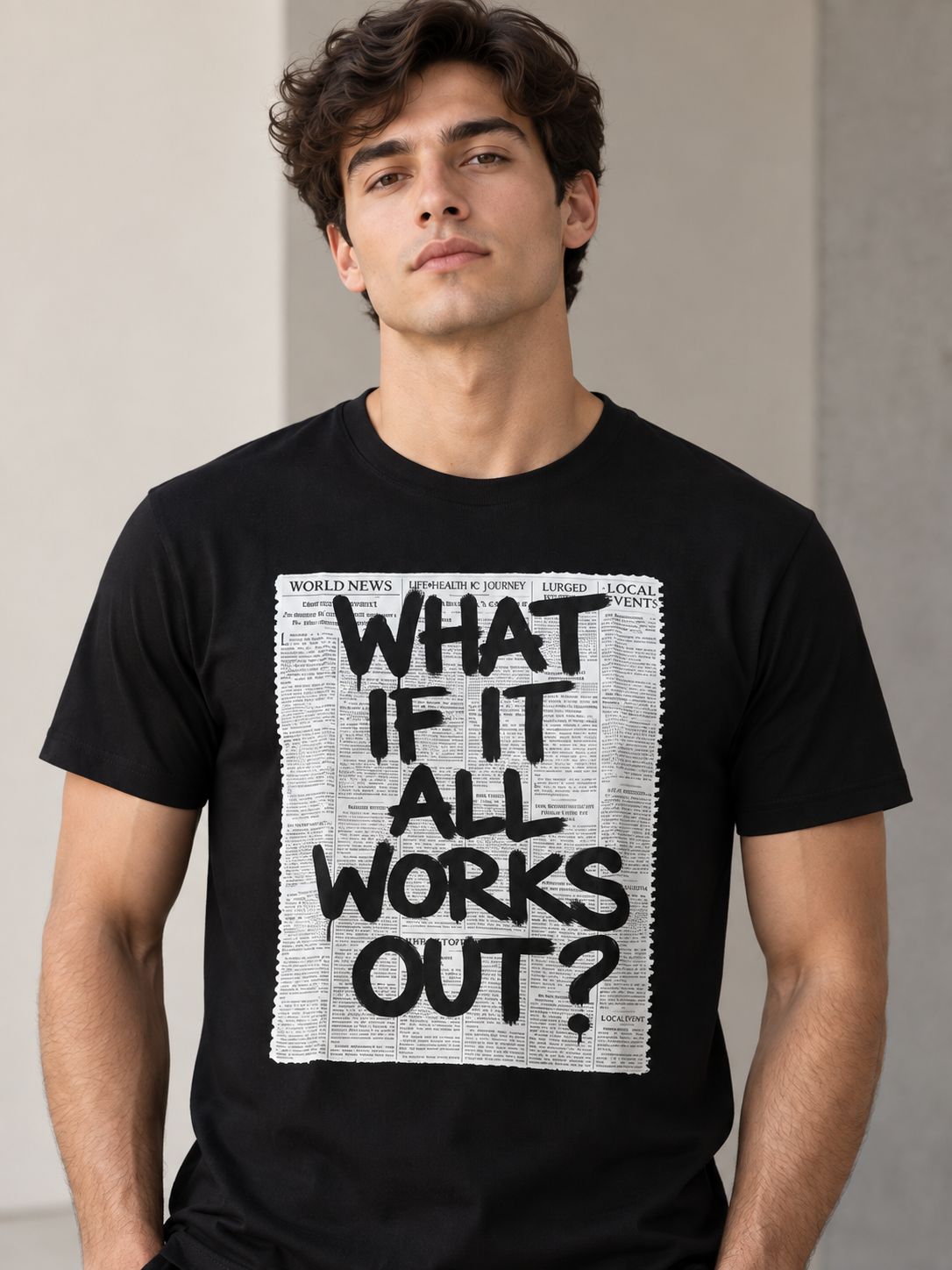 The Black Graphic Tee Pure Cotton · Regular Fit