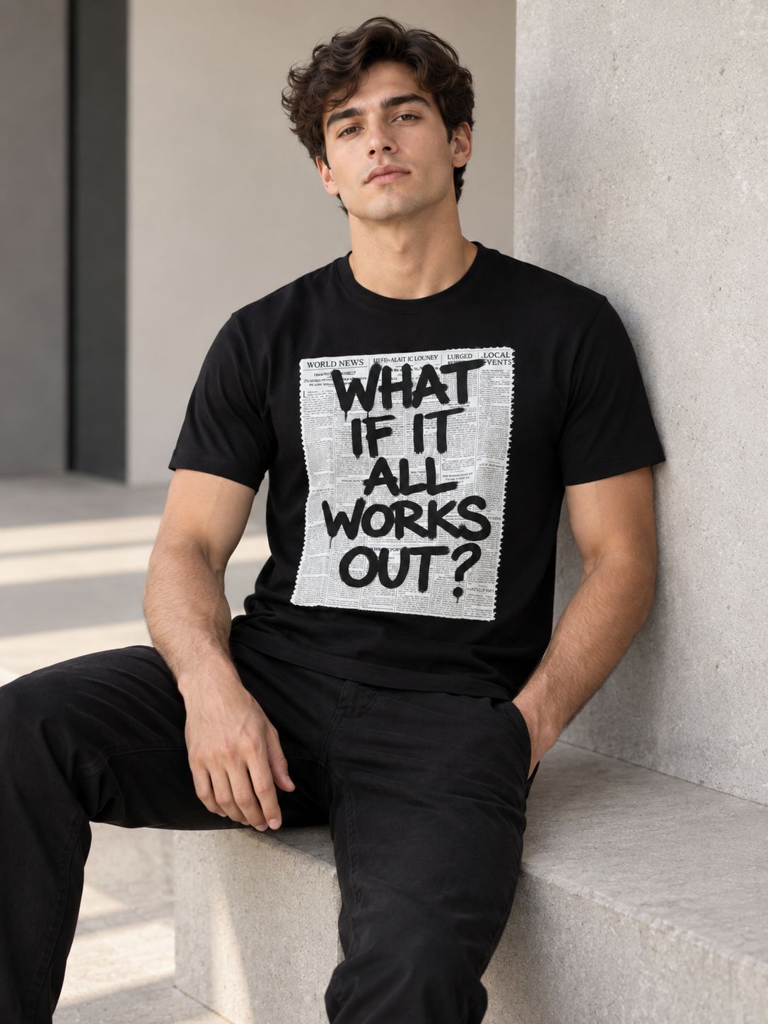 The Black Graphic Tee Pure Cotton · Regular Fit