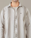 Beige and Gray Striped Oxford Shirt