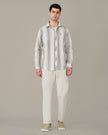 Beige and Gray Striped Oxford Shirt