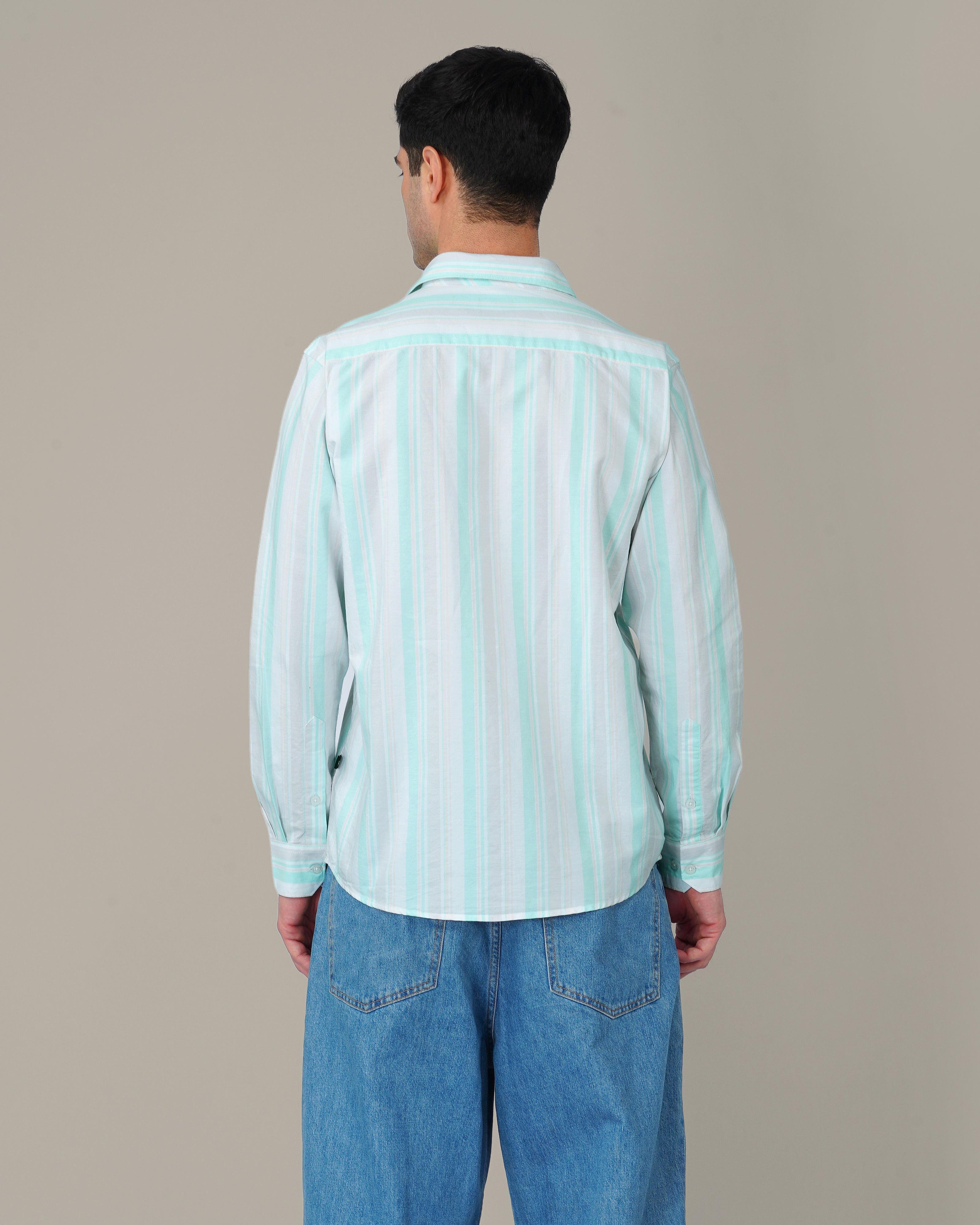 Mint Green Striped Oxford Shirt