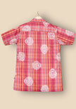 Orange Pink Plaid Polyester Regular Fit Shirt