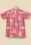 Orange Pink Plaid Polyester Regular Fit Shirt